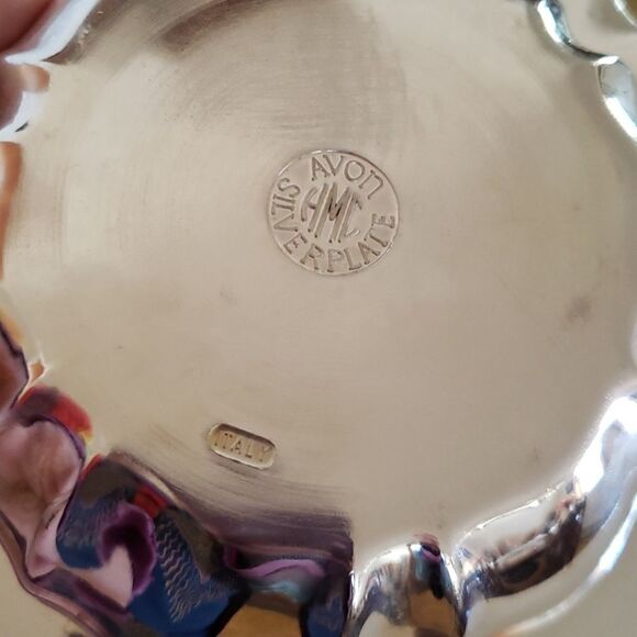 Vtg 1978 Avon Hudson Manor Collection Silverplated Dish with Ariane Satin Sachet - Picture 7 of 10